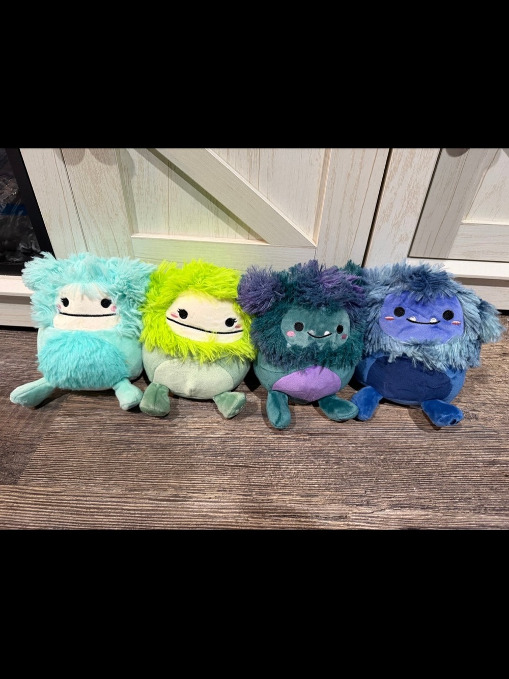 Squishmallows Plush Monster Set - Aqua, Lime, Teal, Navy. Bigfoot